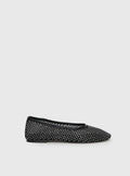 Cerelia Sheer Diamonte Ballet Flats Black