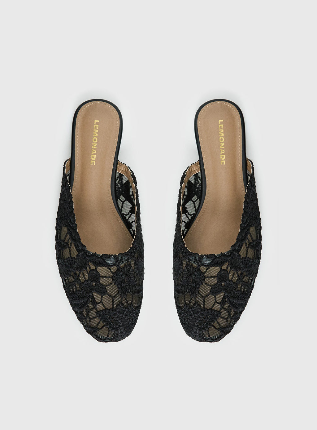 Gretta Lace Slip On Flats Black