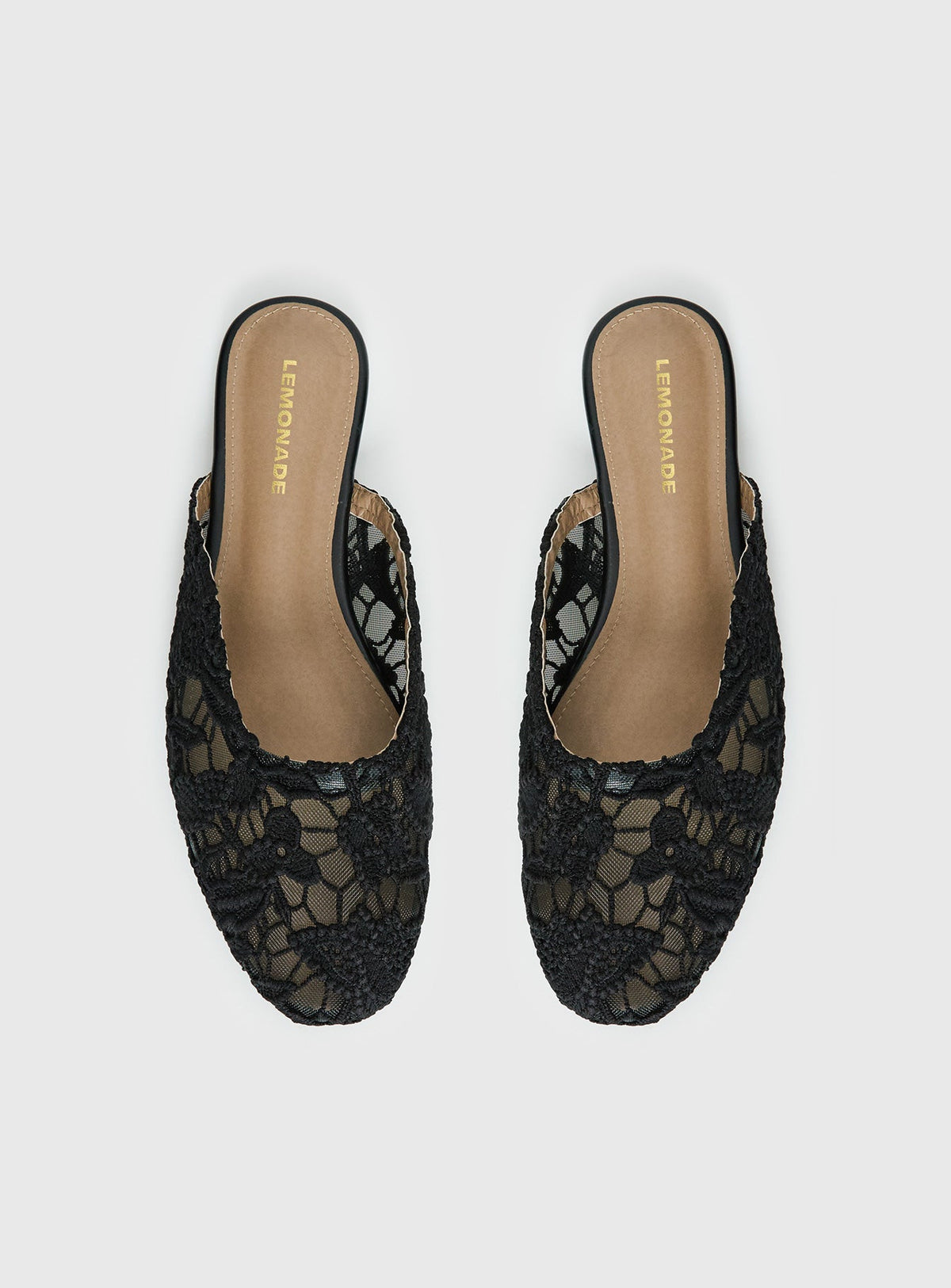Gretta Lace Slip On Flats Black