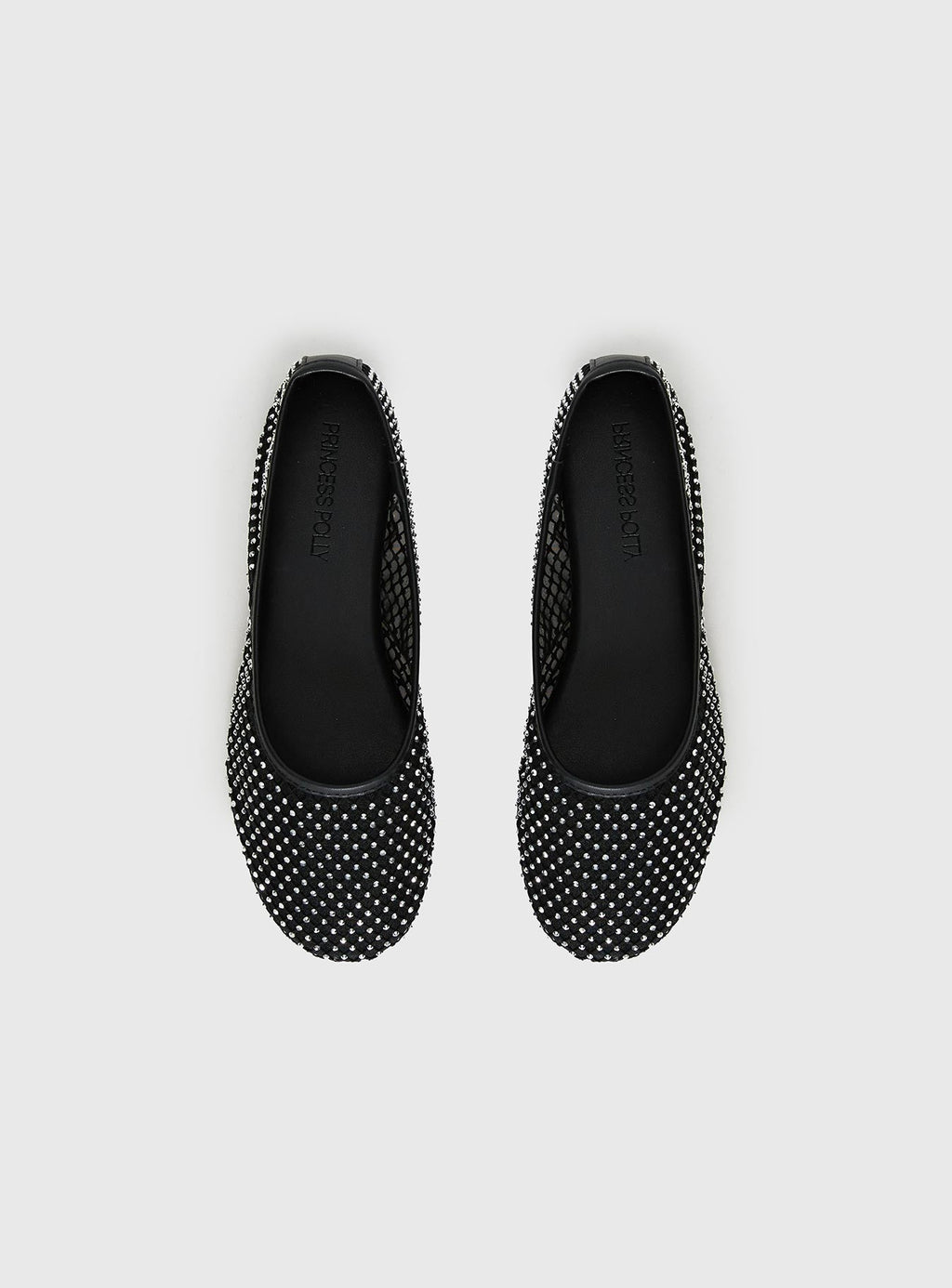 Cerelia Sheer Diamonte Ballet Flats Black
