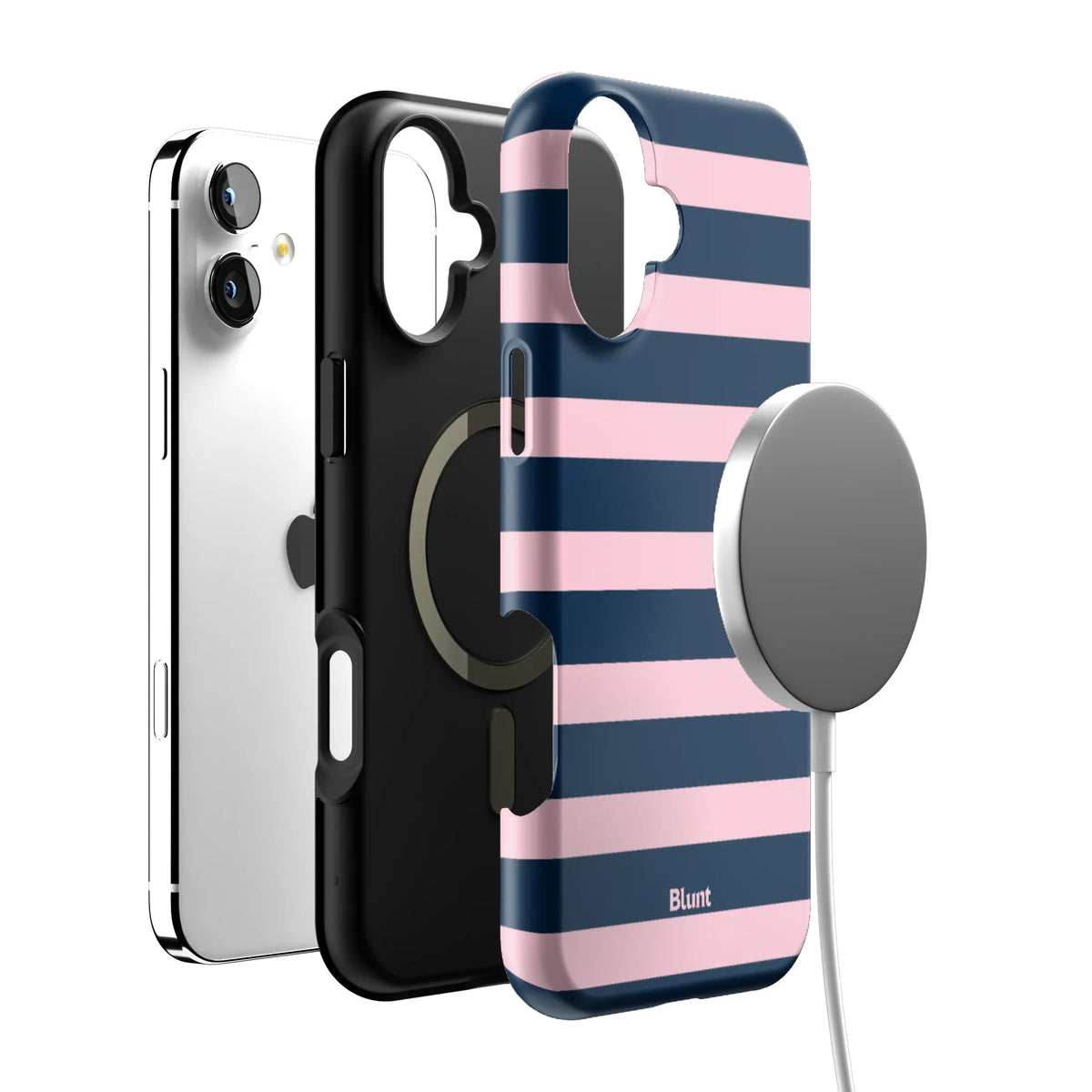Blueberry Blush Stripe iPhone Case