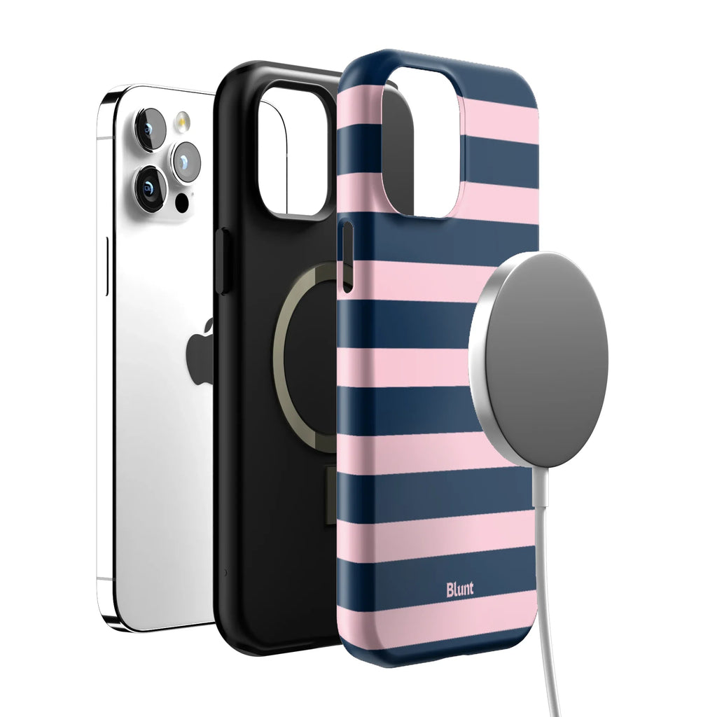 Blueberry Blush Stripe iPhone Case