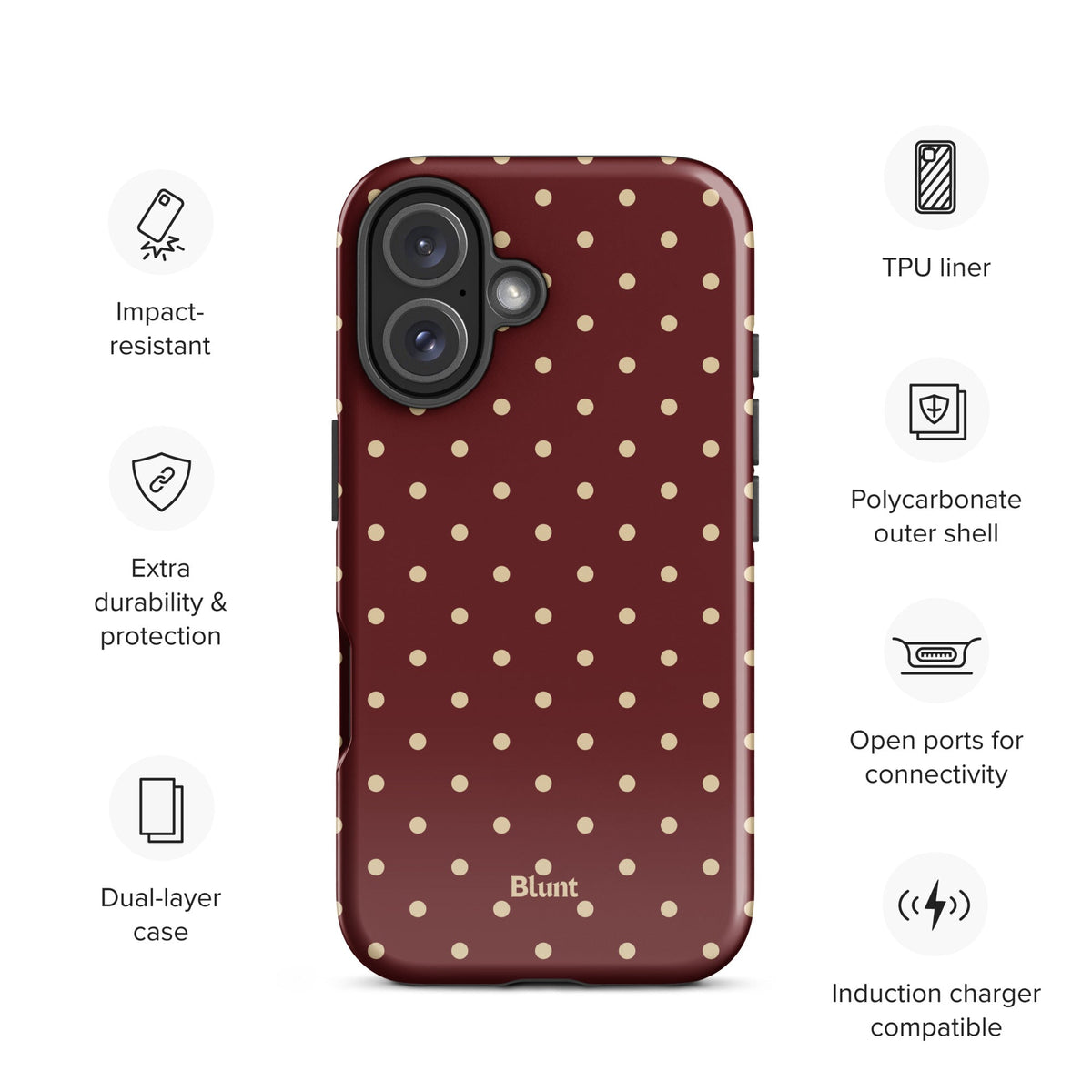 Burgundy Dot iPhone Case