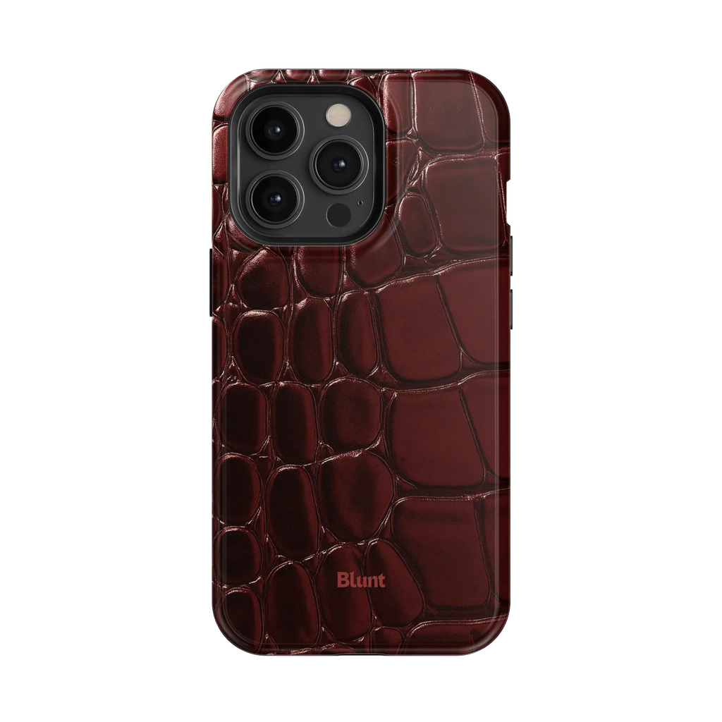 Oxblood Croc iPhone Case