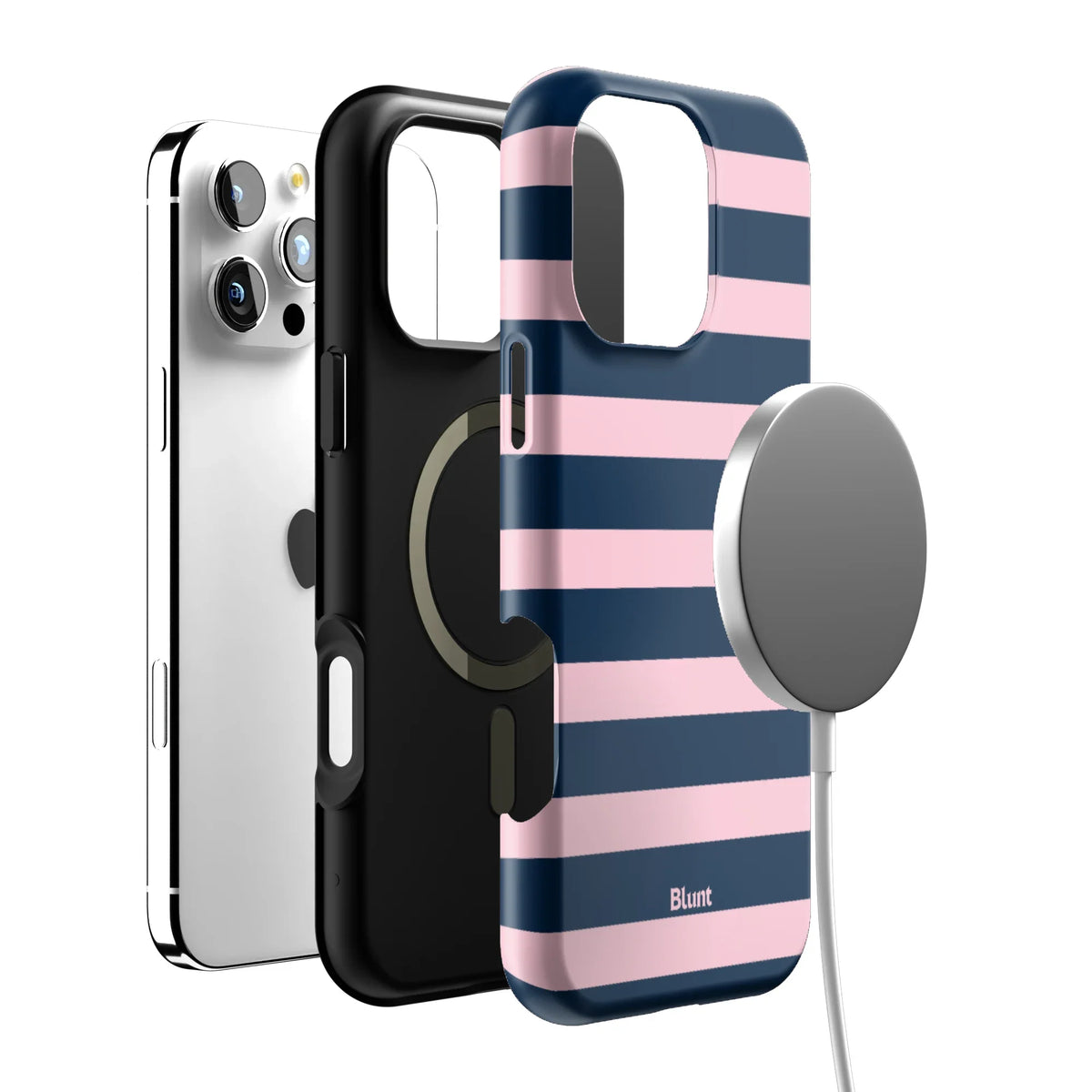 Blueberry Blush Stripe iPhone Case