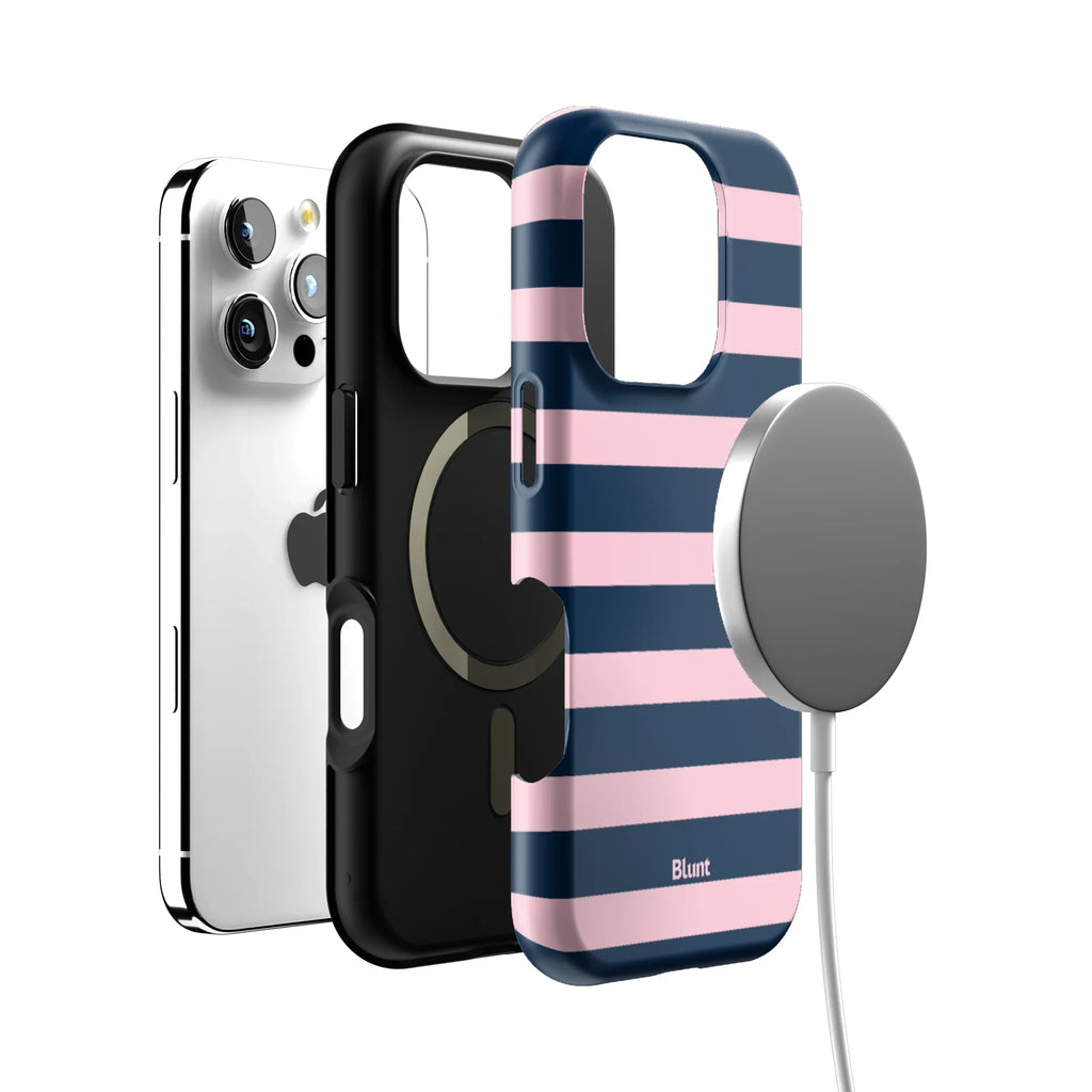 Blueberry Blush Stripe iPhone Case