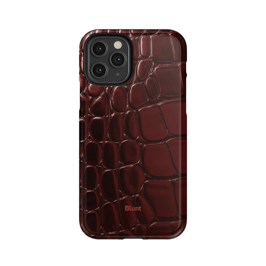 Oxblood Croc iPhone Case