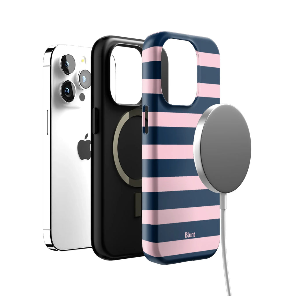 Blueberry Blush Stripe iPhone Case
