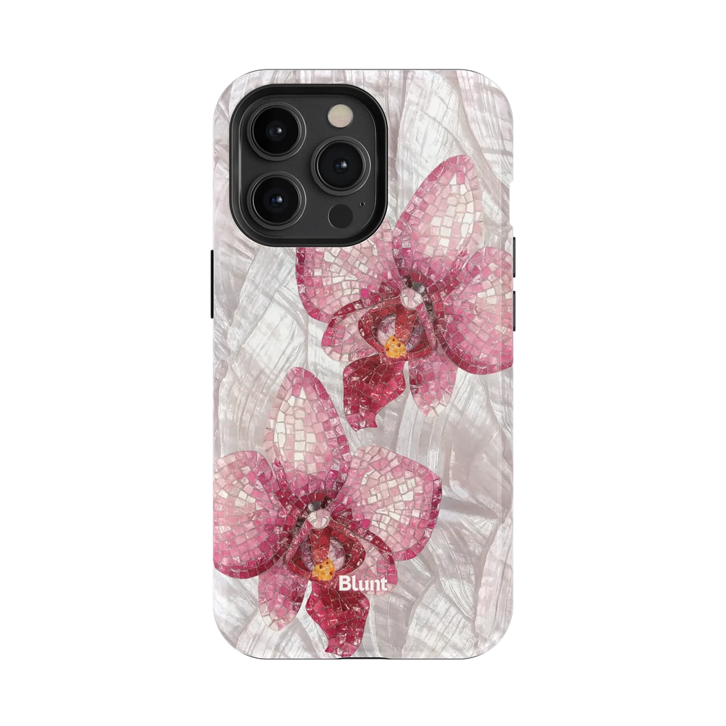 Pink Mosaic Orchids iPhone Case
