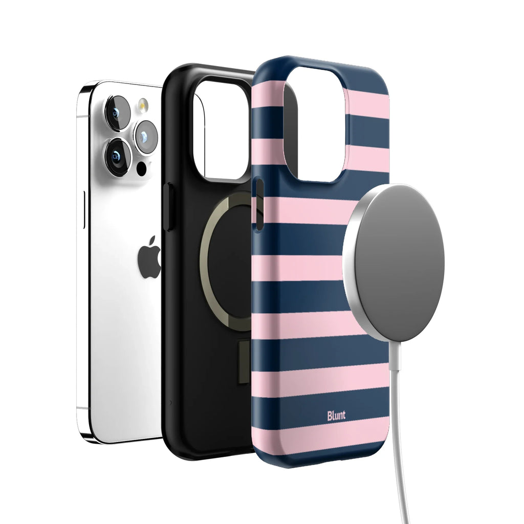 Blueberry Blush Stripe iPhone Case