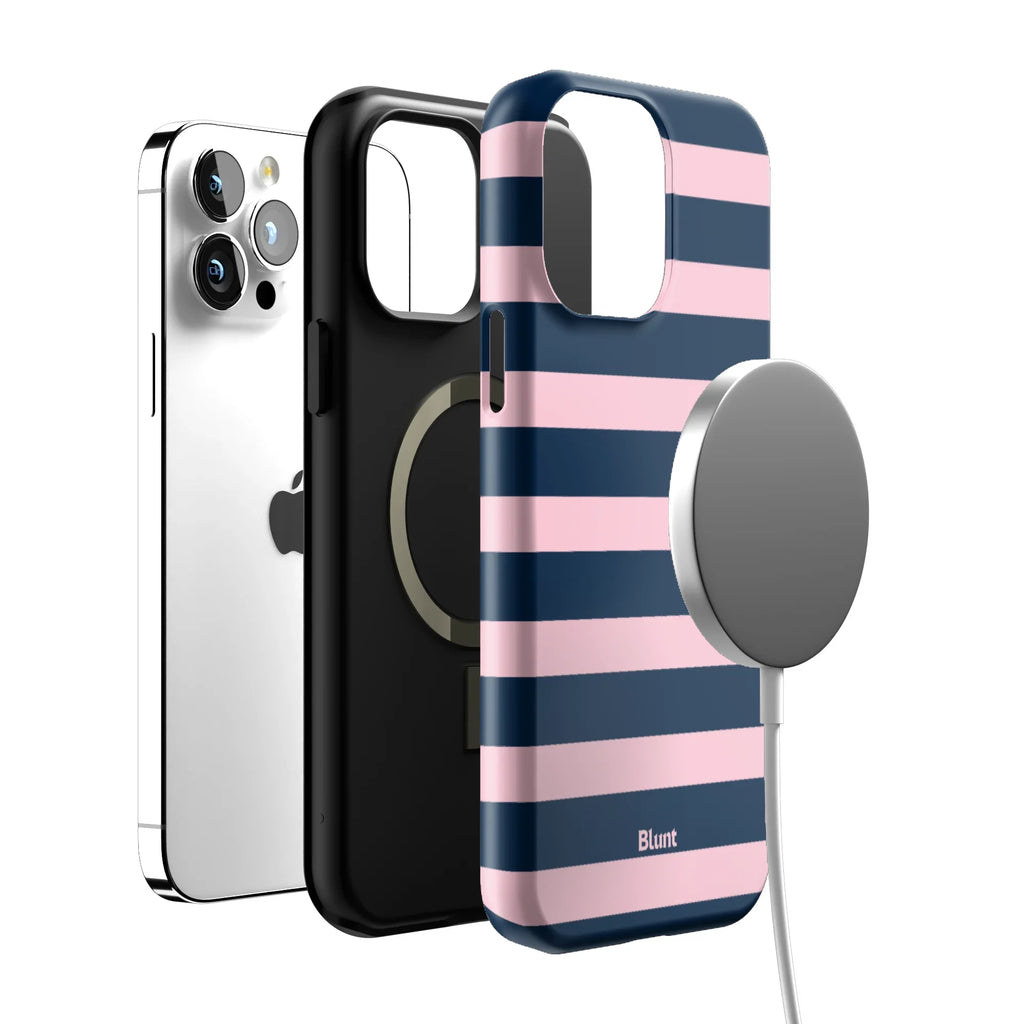 Blueberry Blush Stripe iPhone Case