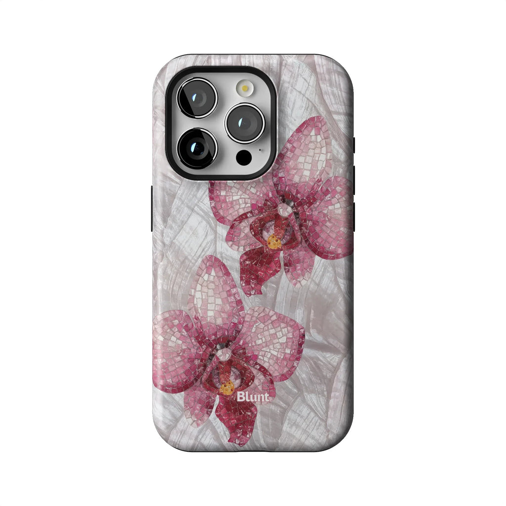 Pink Mosaic Orchids iPhone Case