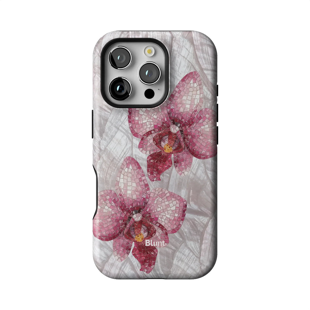Pink Mosaic Orchids iPhone Case