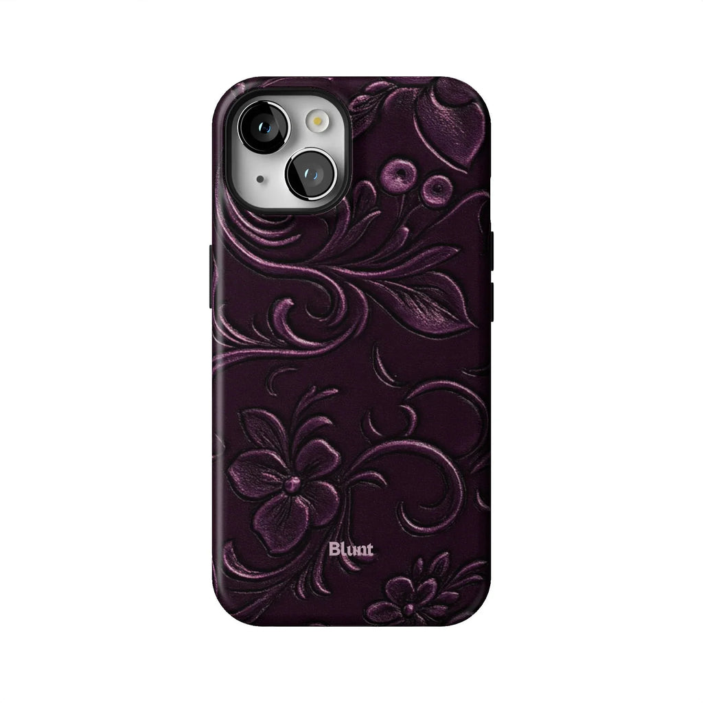 Plum Tooled Leather iPhone Case