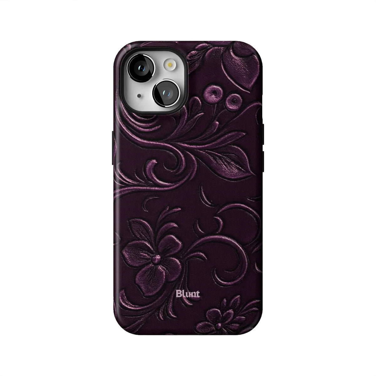 Plum Tooled Leather iPhone Case
