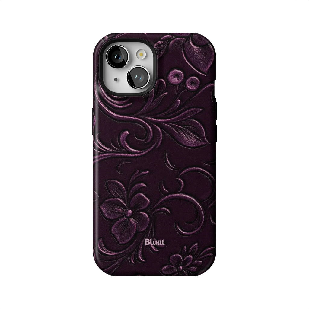 Plum Tooled Leather iPhone Case