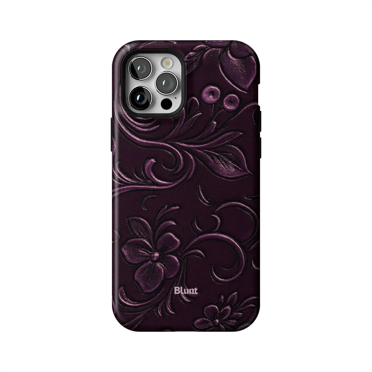 Plum Tooled Leather iPhone Case