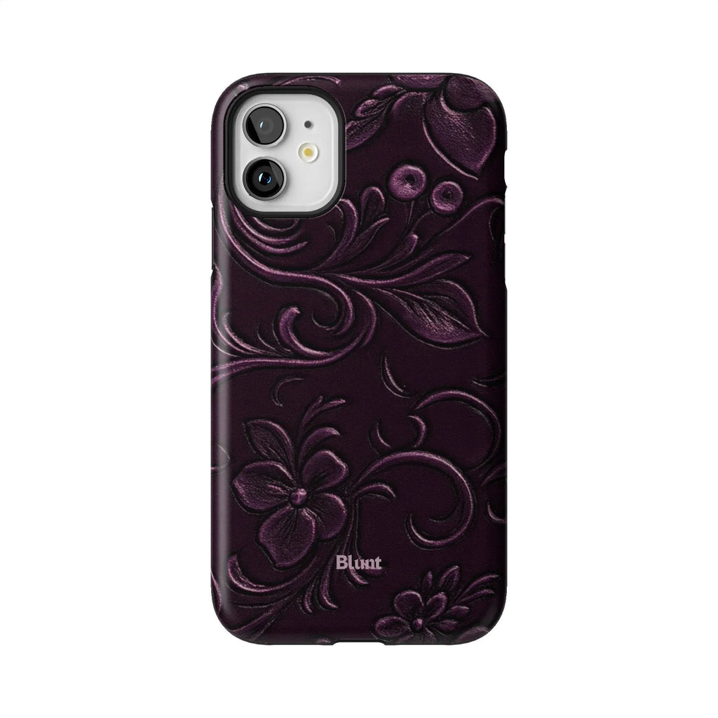 Plum Tooled Leather iPhone Case