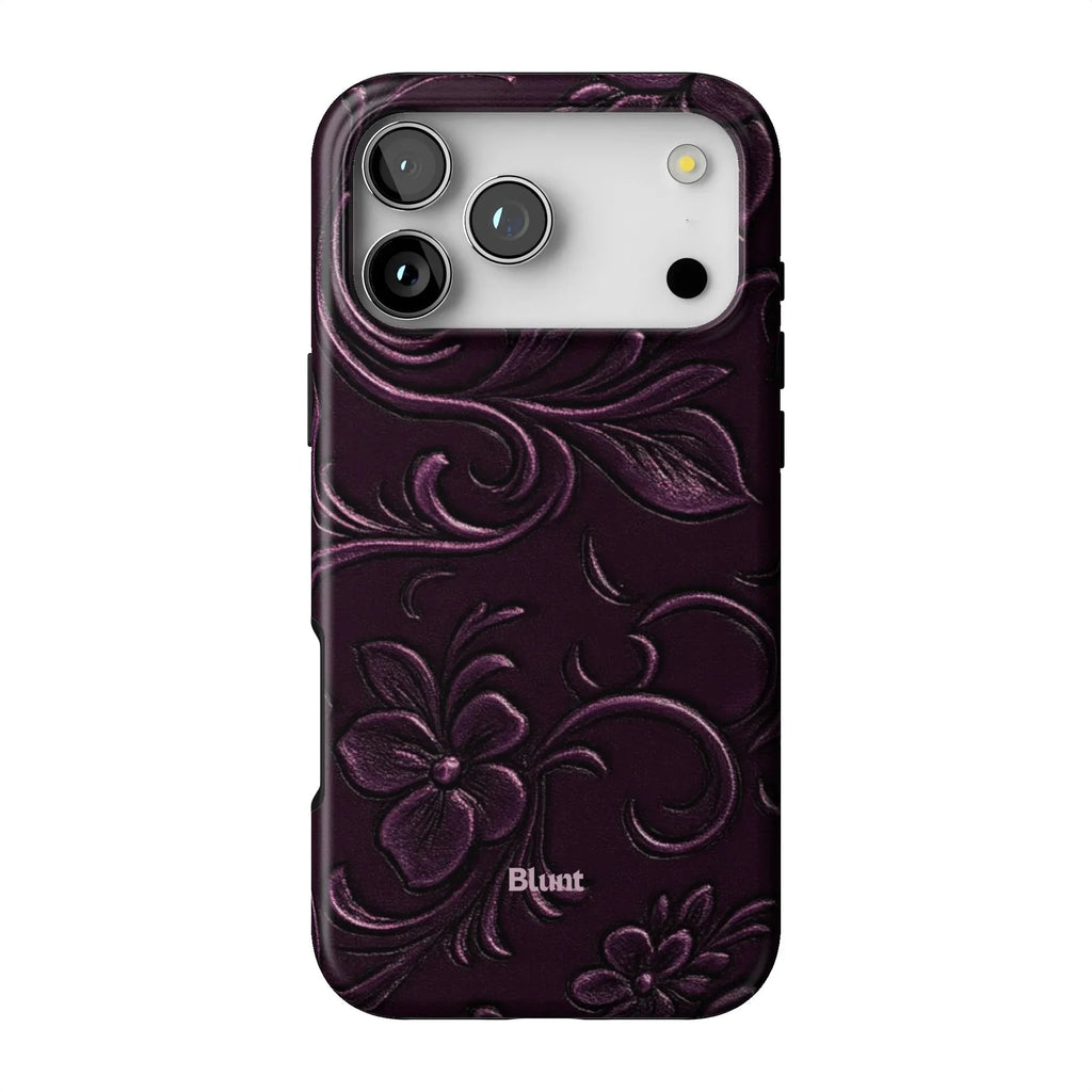 Plum Tooled Leather iPhone Case