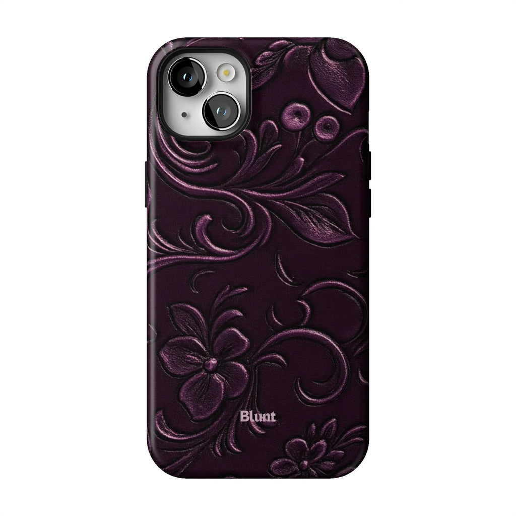 Plum Tooled Leather iPhone Case