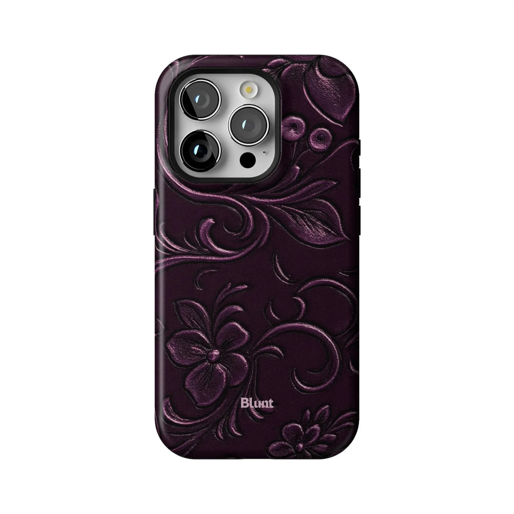 Plum Tooled Leather iPhone Case