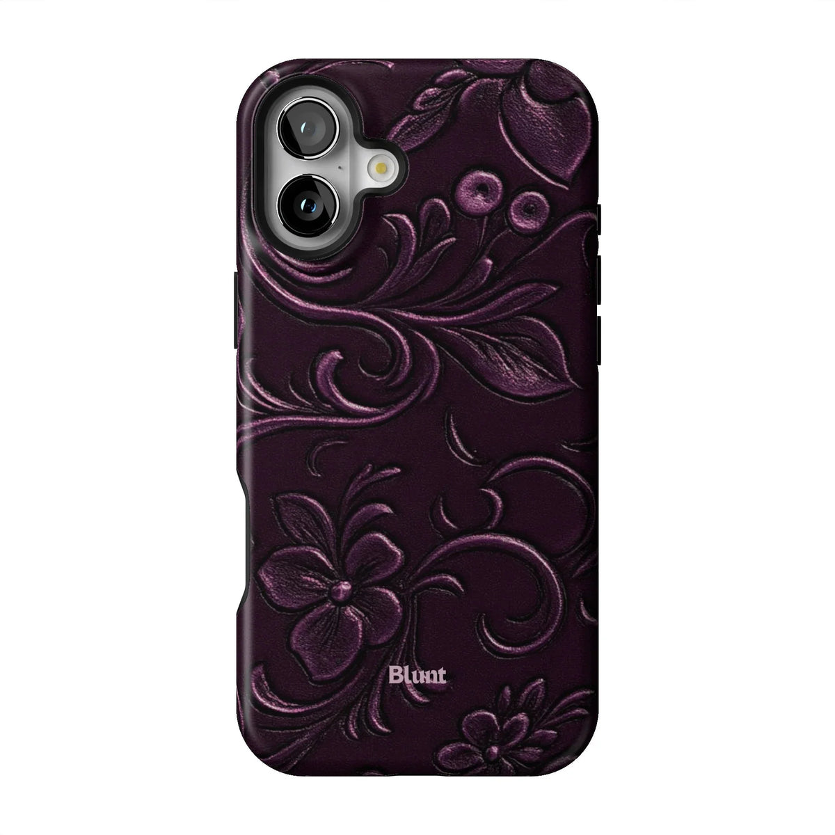 Plum Tooled Leather iPhone Case