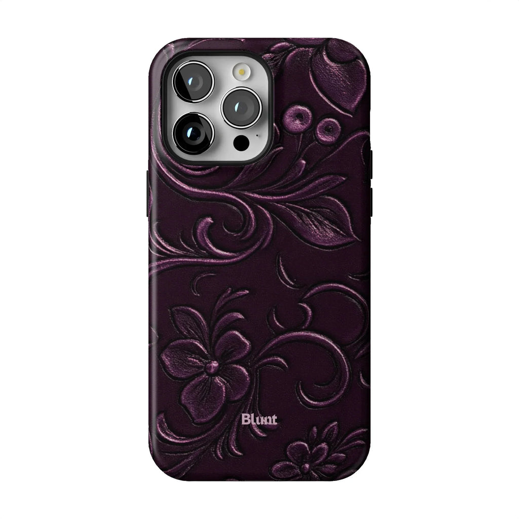 Plum Tooled Leather iPhone Case