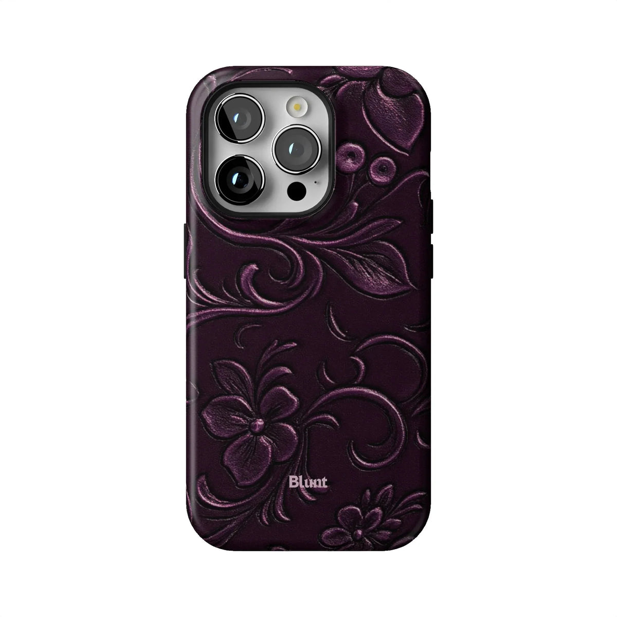 Plum Tooled Leather iPhone Case