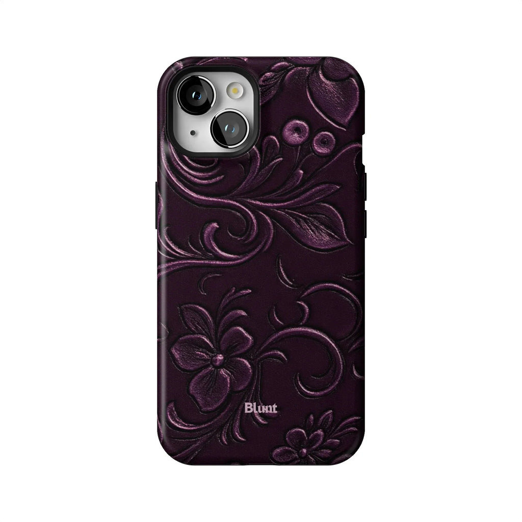 Plum Tooled Leather iPhone Case