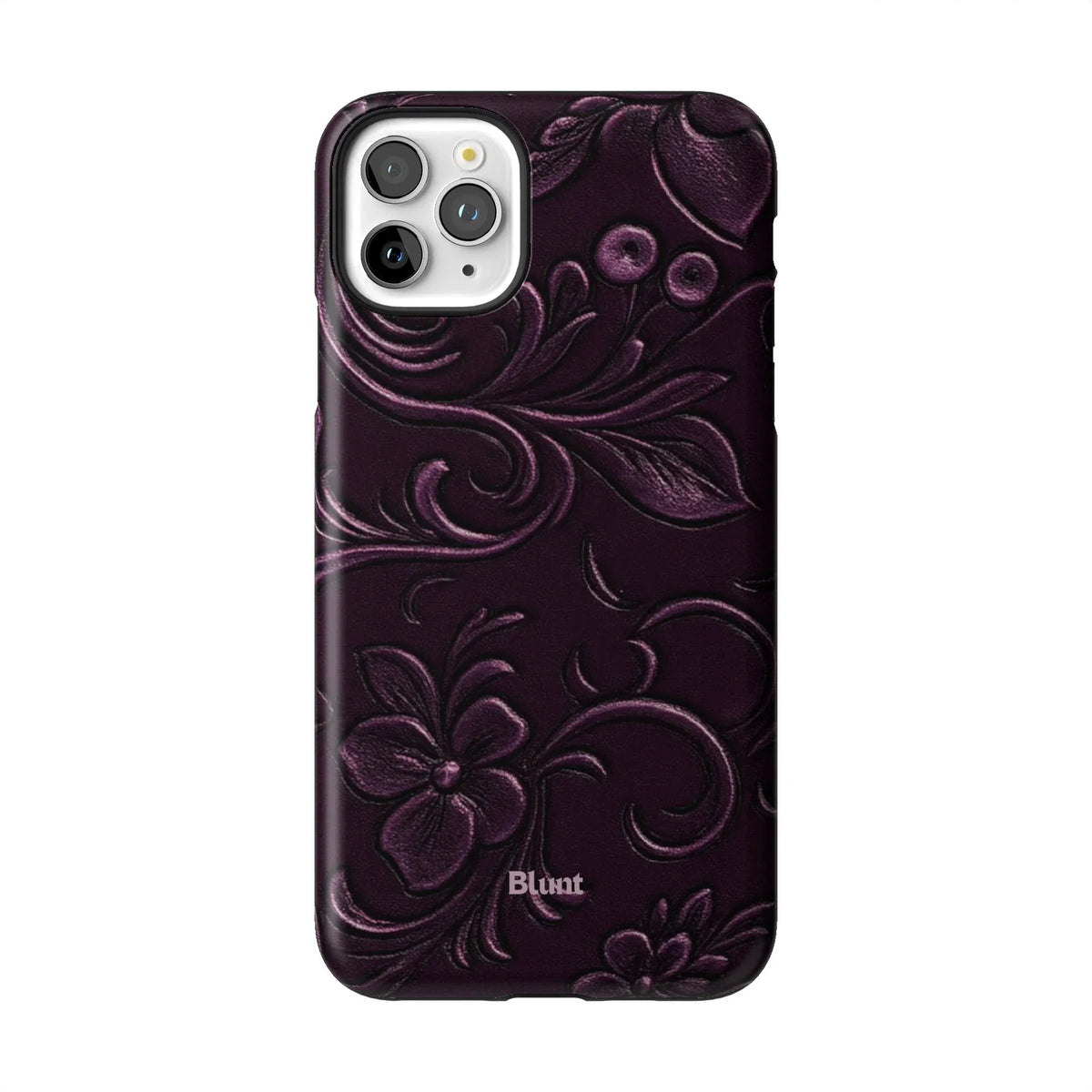 Plum Tooled Leather iPhone Case