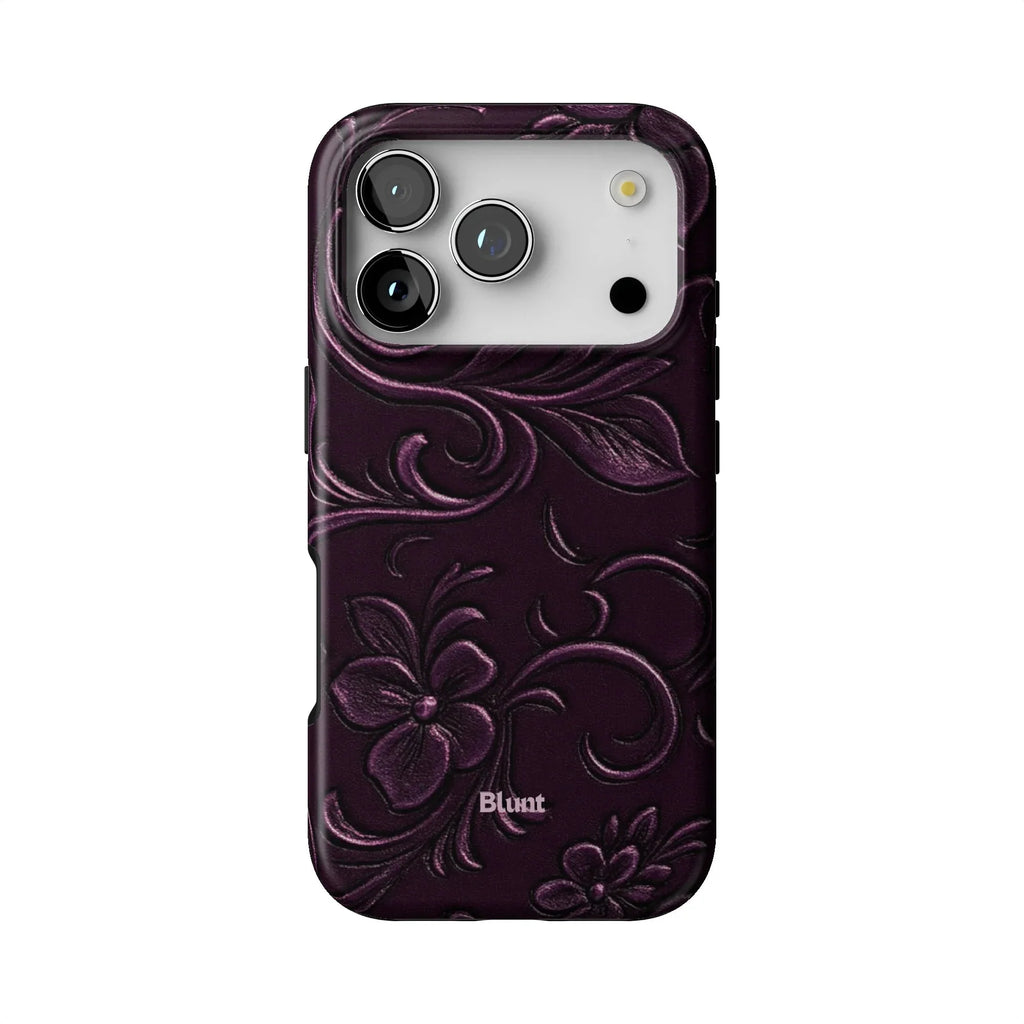 Plum Tooled Leather iPhone Case