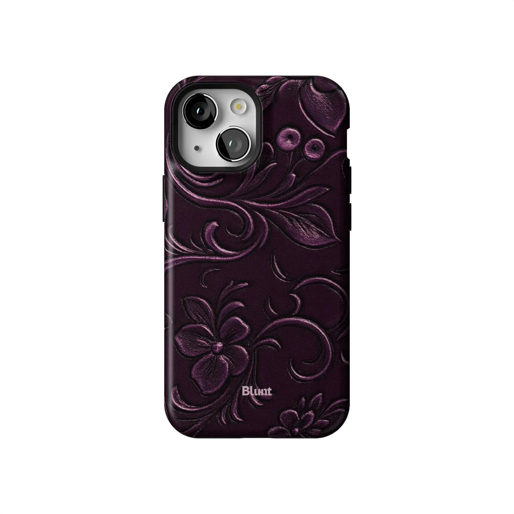 Plum Tooled Leather iPhone Case