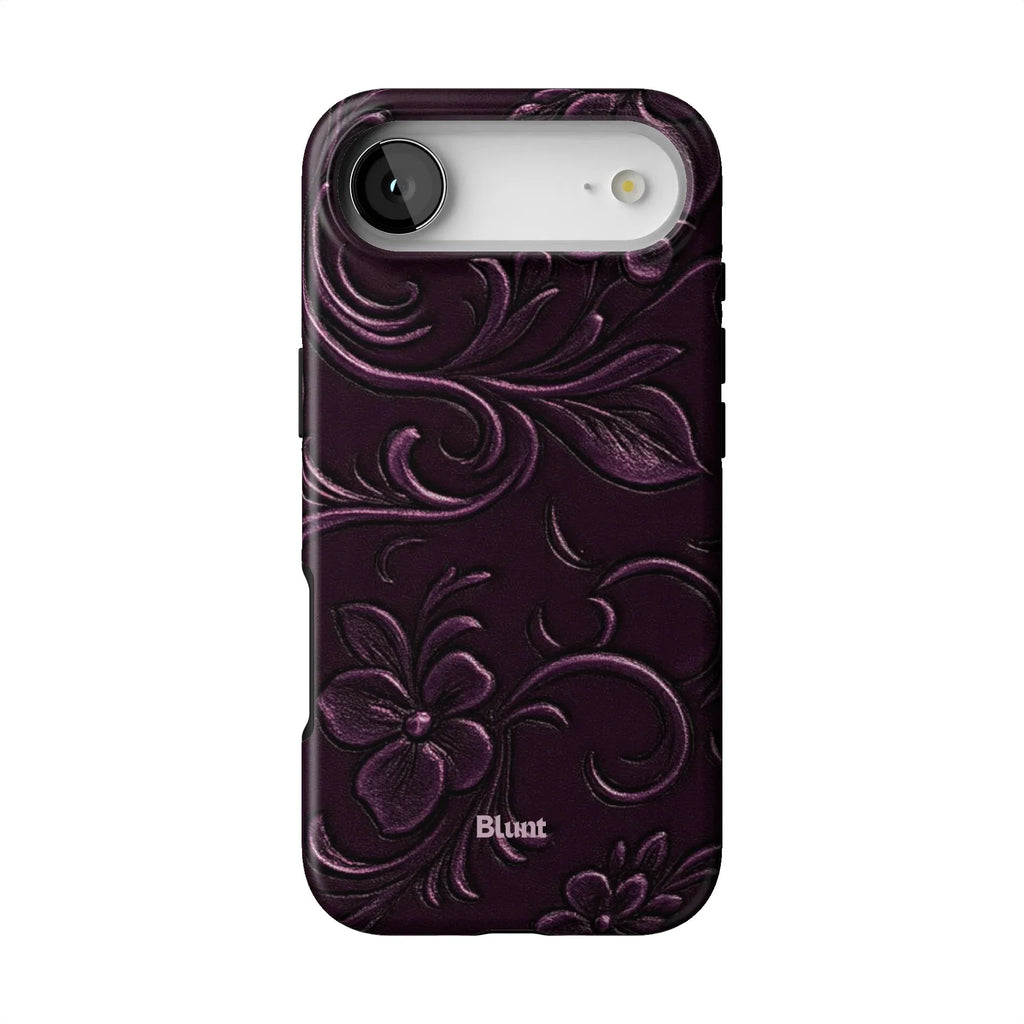 Plum Tooled Leather iPhone Case