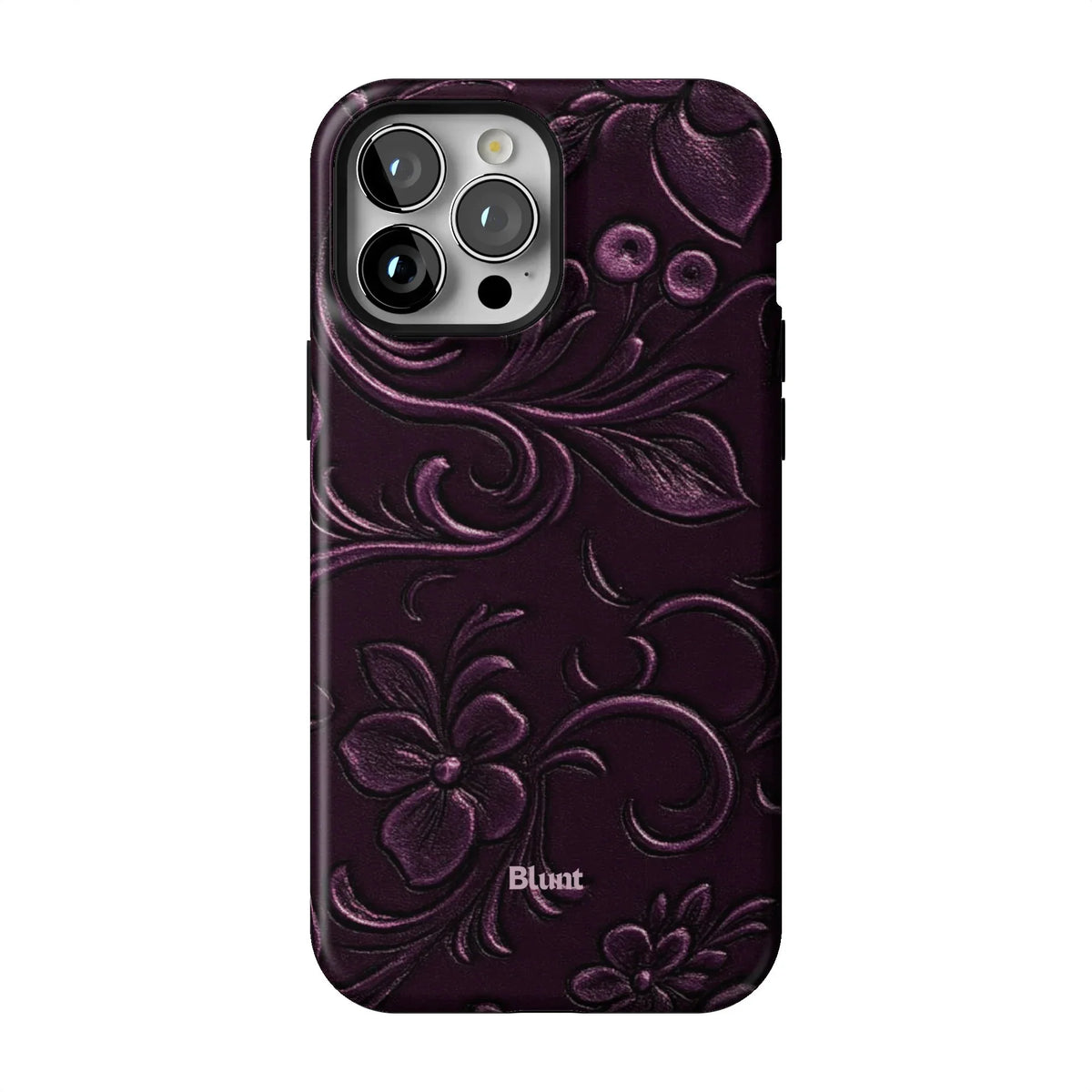 Plum Tooled Leather iPhone Case