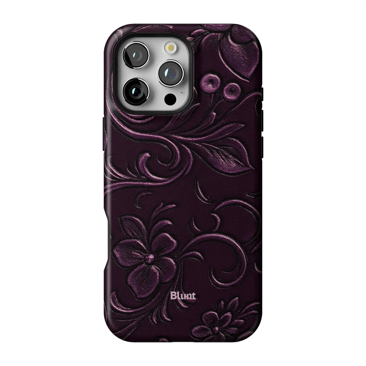 Plum Tooled Leather iPhone Case