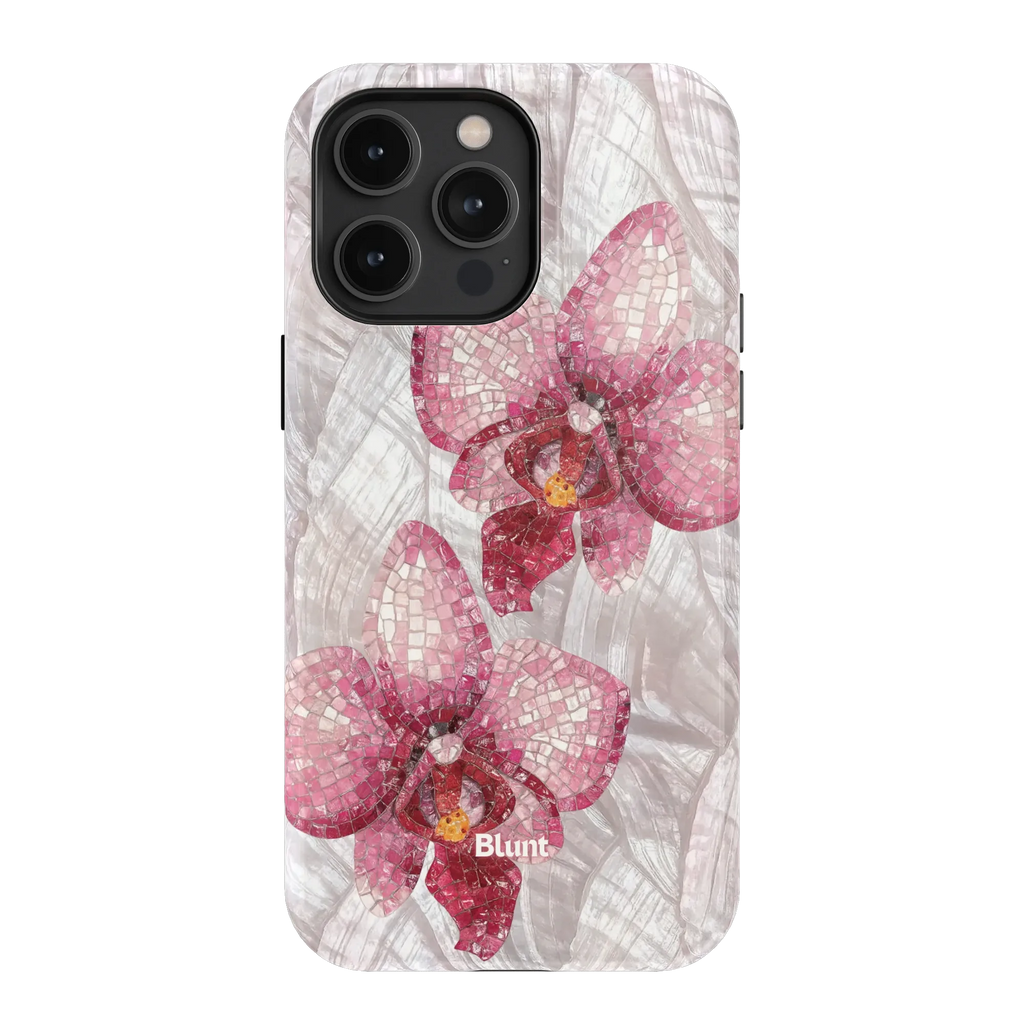 Pink Mosaic Orchids iPhone Case
