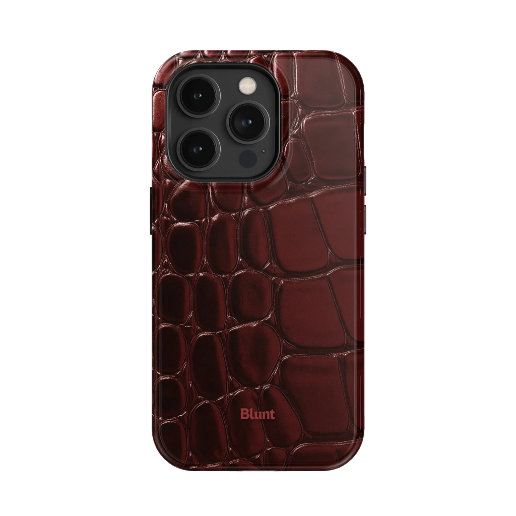 Oxblood Croc iPhone Case