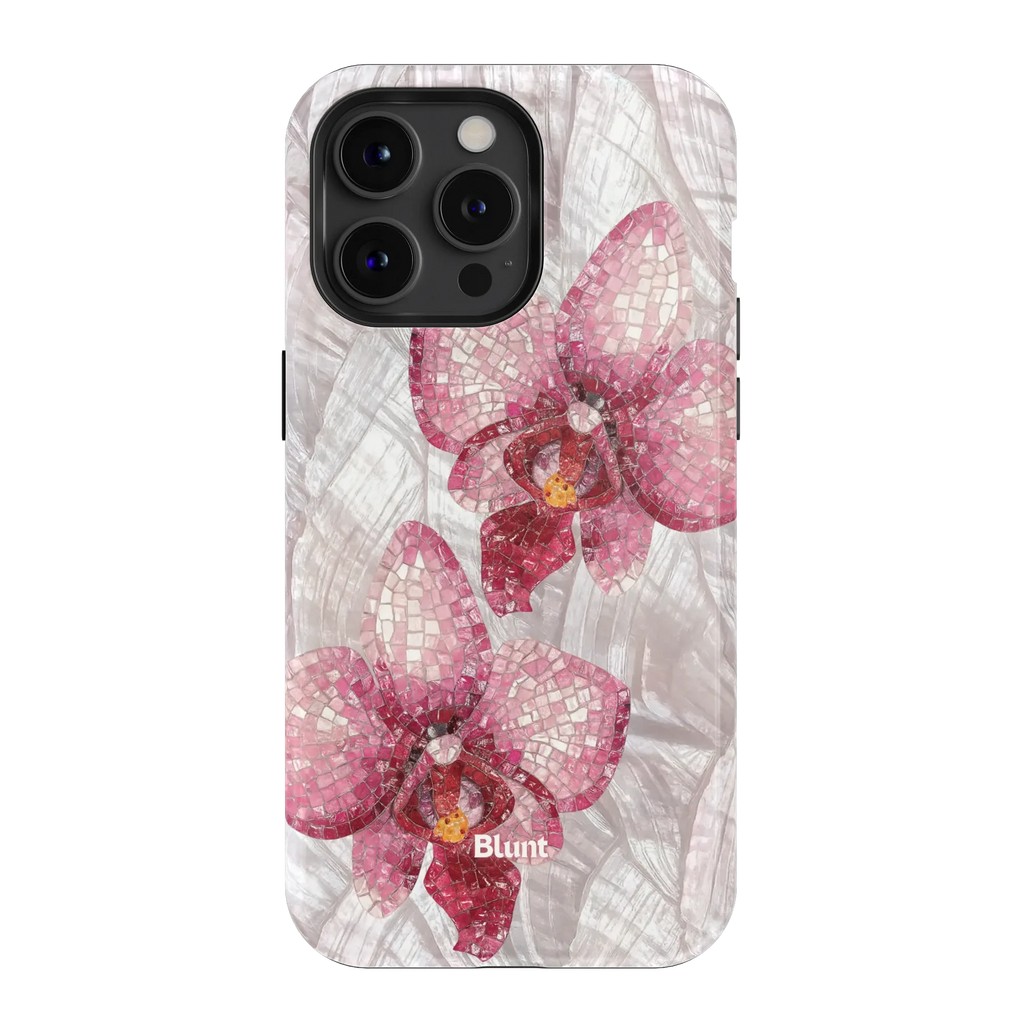 Pink Mosaic Orchids iPhone Case