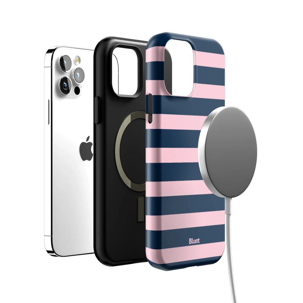 Blueberry Blush Stripe iPhone Case
